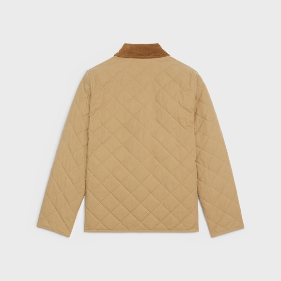 Designer inspired quilted HUNTING JACKET IN COTTON FABRIC DARK BEIGE - Picture 6 of 15